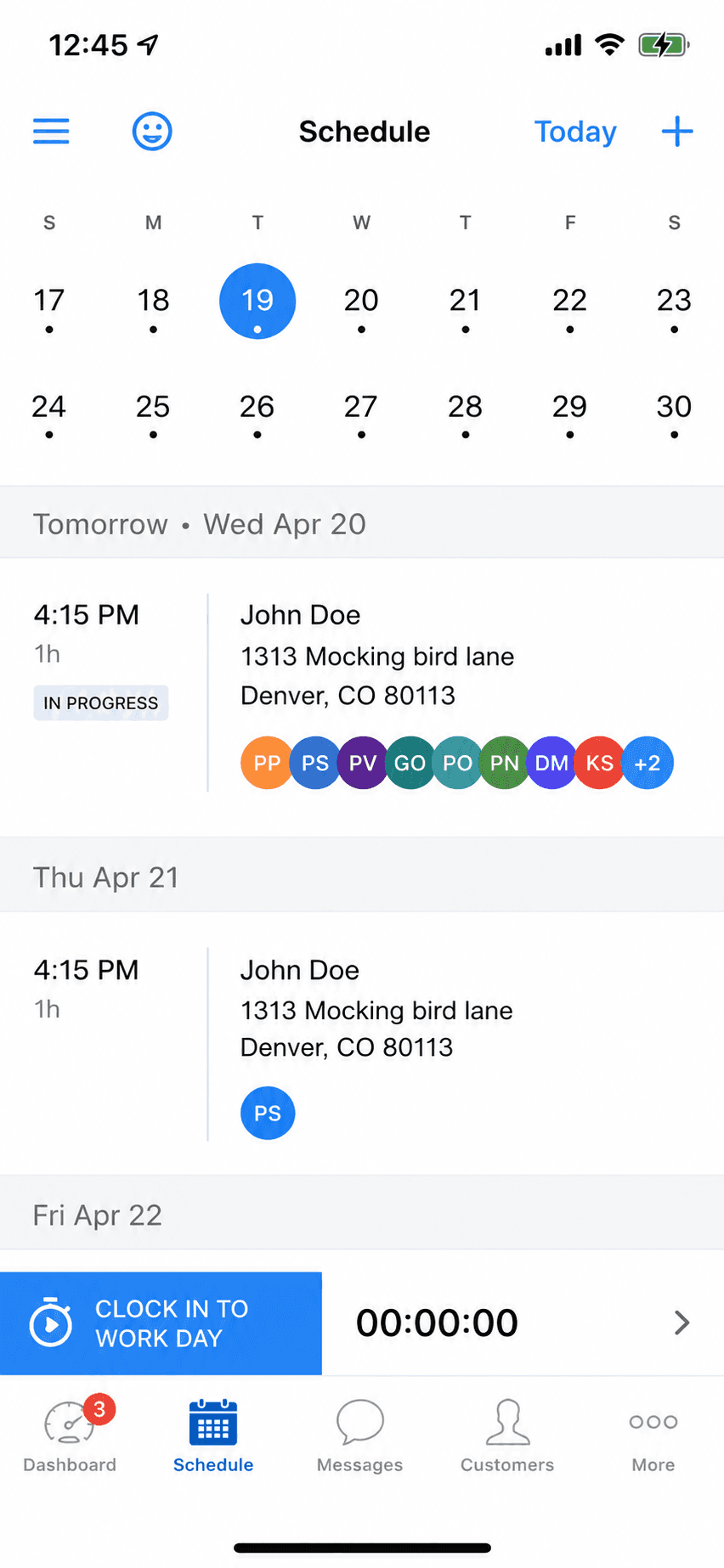 Housecall Pro schedule view