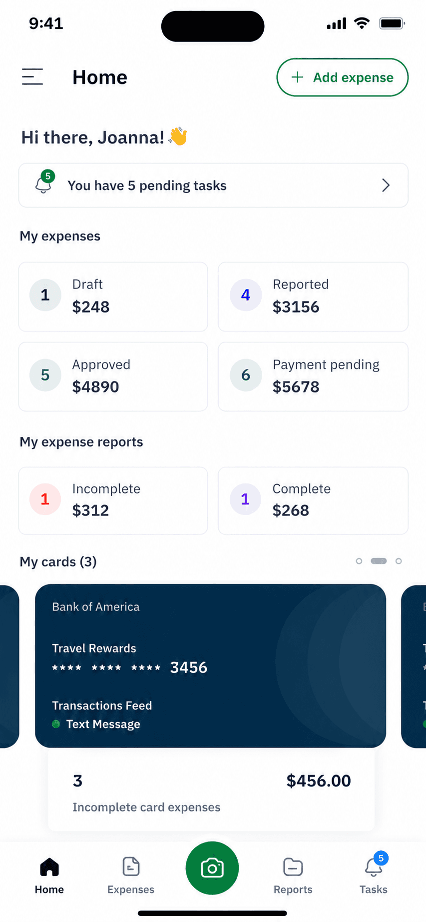 Sage mobile app home dashboard